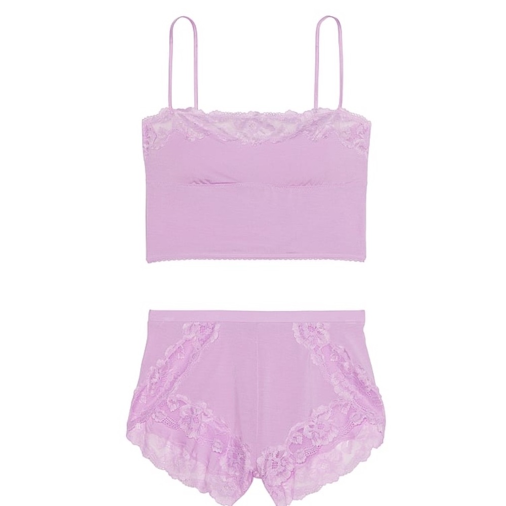 Victoria’s Secret Modal & Lace Trim Straight-Neck Cami Set